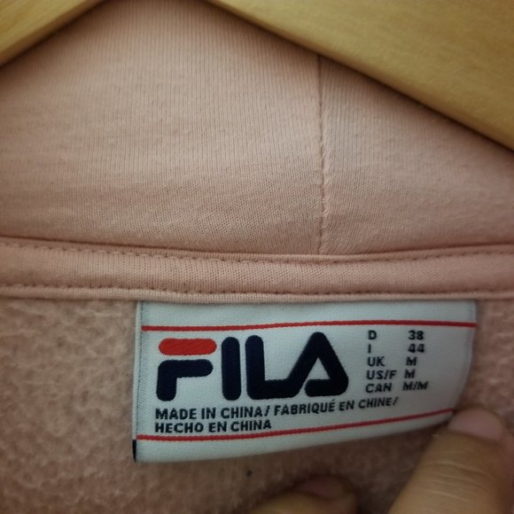 FILA Fleece Sweater Hoodie Blush Pink Light Peach Medium M EUC - Picture 3 of 6